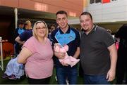2 October 2016; Cormac Costello with Michelle and Allan Dodson and their daughter Freya, age 9 days, from Portarlington Co Laois during the Dublin team's visit to the Our Lady's Children's Hospital in Crumlin, Dublin.  Photo by Piaras Ó Mídheach/Sportsfile