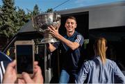 2 October 2016; Cormac Costello holds the Sam Maguire cup aloft during the Dublin team's visit to the Our Lady's Children's Hospital in Crumlin, Dublin.  Photo by Piaras Ó Mídheach/Sportsfile