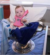 2 October 2016; Eva Maher, 10 weeks old, from Swords, Co Dublin with the Sam Maguire cup during their visit to the Temple Street Children's Hospital in Dublin.  Photo by Sam Barnes/Sportsfile