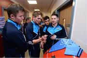 2 October 2016; Dublin players sign a jersey during their visit to the Temple Street Children's Hospital in Dublin.  Photo by Sam Barnes/Sportsfile