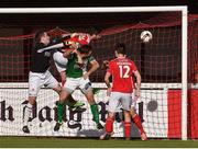 2 October 2016; Alan Bennett of Cork City beats St Patrick's Athletic's goalkeeper Brendan Clarke and Darren Dennehy to score his side's first goal during the Irish Daily Mail FAI Cup Semi-Final match between St Patrick's Athletic and Cork City at Richmond Park in Dublin. Photo by David Maher/Sportsfile