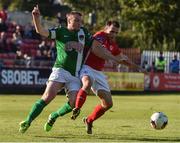2 October 2016; Kenny Browne of Cork City in action against Christy Fagan of St Patrick's Athletic  during the Irish Daily Mail FAI Cup Semi-Final match between St Patrick's Athletic and Cork City at Richmond Park in Dublin. Photo by David Maher/Sportsfile
