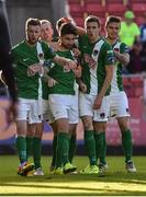 2 October 2016; Sean Maguire, second from left, of Cork City celebrates after scoring his sidess second goal with teammates Kevin O'Connor, Garry Buckley and Gavan Holohan during the Irish Daily Mail FAI Cup Semi-Final match between St Patrick's Athletic and Cork City at Richmond Park in Dublin. Photo by David Maher/Sportsfile