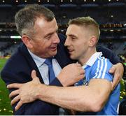 1 October 2016; Eoghan O'Gara of Dublin is congratulated by John Costello, Chief Executive, Dublin County Board, following the GAA Football All-Ireland Senior Championship Final Replay match between Dublin and Mayo at Croke Park in Dublin. Photo by Stephen McCarthy/Sportsfile