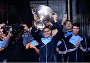 2 October 2016; Dublin captain Stephen Cluxton brings the Sam Maguire cup onto the stage during the All-Ireland Champions Homecoming at Smithfield Square in Dublin. Photo by Sam Barnes/Sportsfile