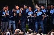 2 October 2016; Cormac Costello of Dublin  leads a song during the All-Ireland Champions Homecoming at Smithfield Square in Dublin. Photo by Sam Barnes/Sportsfile