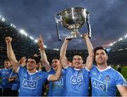 1 October 2016; Dublin players, from left, Bernard Brogan, Paddy Andrews, Diarmuid Connolly and Michael Darragh MacAuley celebrate with the Sam Maguire Cup following the GAA Football All-Ireland Senior Championship Final Replay match between Dublin and Mayo at Croke Park in Dublin. Photo by Stephen McCarthy/Sportsfile