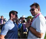2 October 2016; Rory McIlroy of Europe and former European Ryder Cup golfer Nick Faldo following the USA victory at The 2016 Ryder Cup Matches at the Hazeltine National Golf Club in Chaska, Minnesota, USA. Photo by Ramsey Cardy/Sportsfile
