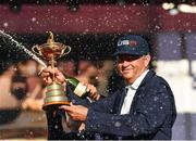 2 October 2016; USA captain Davis Love III celebrates with the Ryder Cup at the Closing Ceremony of The 2016 Ryder Cup Matches at the Hazeltine National Golf Club in Chaska, Minnesota, USA. Photo by Ramsey Cardy/Sportsfile