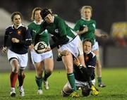 11 February 2011; Joy Neville, Ireland, in action against Marie Charlotte Hebel, France. Women's Six Nations Rugby Championship, Ireland v France, Ashbourne RFC, Ashbourne, Co. Meath. Picture credit: Brian Lawless / SPORTSFILE