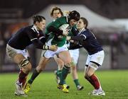 11 February 2011; Joy Neville, Ireland, in action against Marie Charlotte Hebel, and Nadege Casenave, right, France. Women's Six Nations Rugby Championship, Ireland v France, Ashbourne RFC, Ashbourne, Co. Meath. Picture credit: Brian Lawless / SPORTSFILE