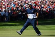 2 October 2016; Patrick Reed of USA celebrates a putt on the 1st hole during the Singles match against Rory McIlroy of Europe at The 2016 Ryder Cup Matches at the Hazeltine National Golf Club in Chaska, Minnesota, USA. Photo by Ramsey Cardy/Sportsfile