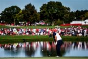 2 October 2016; Patrick Reed of USA chips onto the green on the 17th hole during the Singles match against Rory McIlroy of Europe at The 2016 Ryder Cup Matches at the Hazeltine National Golf Club in Chaska, Minnesota, USA. Photo by Ramsey Cardy/Sportsfile