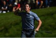 2 October 2016; Rory McIlroy of Europe celebrates on the 8th green during the Singles match against Patrick Reed of USA at The 2016 Ryder Cup Matches at the Hazeltine National Golf Club in Chaska, Minnesota, USA. Photo by Ramsey Cardy/Sportsfile
