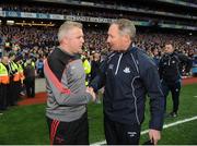 1 October 2016; Mayo manager Stephen Rochford and Dublin manager Jim Gavin shake hands after the GAA Football All-Ireland Senior Championship Final Replay match between Dublin and Mayo at Croke Park in Dublin. Photo by Sam Barnes/Sportsfile