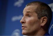 3 October 2016; Leinster senior coach Stuart Lancaster during a press conference at UCD in Belfield, Dublin. Photo by Seb Daly/Sportsfile