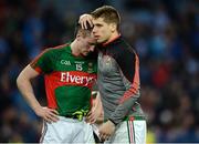 1 October 2016; Cillian O'Connor of Mayo, left, is consoled by team-mate Lee Keegan after the GAA Football All-Ireland Senior Championship Final Replay match between Dublin and Mayo at Croke Park in Dublin. Photo by Piaras Ó Mídheach/Sportsfile