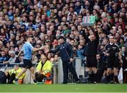 1 October 2016; Kevin McManamon of Dublin shakes hands with manager Jim Gavin after being substituted during the GAA Football All-Ireland Senior Championship Final Replay match between Dublin and Mayo at Croke Park in Dublin. Photo by Piaras Ó Mídheach/Sportsfile