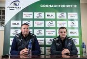 3 October 2016; Connacht forwards coach Jimmy Duffy, left, and backs coach Conor McPhillips during a press conference at the Sportsground in Galway. Photo by Sam Barnes/Sportsfile