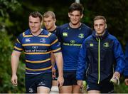 3 October 2016; Peter Doodley, left, Tom Daly, centre, and Nick McCarthy, right, of Leinster arrive ahead of squad training at UCD in Belfield, Dublin. Photo by Seb Daly/Sportsfile
