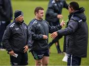 3 October 2016; Connacht head coach Pat Lam, right, in conversation with skills coach Dave Ellis, left, and backs coach Conor McPhillips during Squad Training at the Sportsground in Galway. Photo by Sam Barnes/Sportsfile