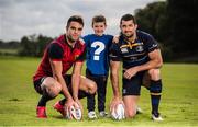 4 October 2016; Conor Murray of Munster and Rob Kearney of Leinster with Sam Whelan, age 5, at the Bank of Ireland Sponsor for a Day launch at Carton House, Maynooth in Co. Kildare. The unique competition provides two businesses with the chance to have their logo on the front of the Munster and Leinster Rugby teams jersey for a day at a European Rugby Champions Cup match. The panel of judges include: Declan Galvin, Head of Small Business at Bank of Ireland, Paul Dermody Head of Commercial and Marketing for Leinster Rugby, and Enda Lynch, Head of Commercial and Marketing for Munster Rugby. Companies can enter the competition online at www.bankofireland.com/sponsorforaday from today until the closing date of Friday, 4 November 2016. Photo by Brendan Moran/Sportsfile