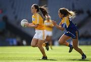 25 September 2016; Áine Devlin of Antrim in action against Sinéad Hughes of Longford during the TG4 Ladies Football All-Ireland Junior Football Championship Final match between Antrim and Longford at Croke Park in Dublin. Photo by Brendan Moran/Sportsfile