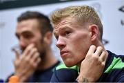 4 October 2016; James McClean, right, and Shane Duffy of Republic of Ireland during press conference at the FAI National Training Centre in Abbotstown, Dublin. Photo by David Maher/Sportsfile