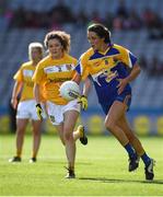 25 September 2016; Jacinta Brady of Longford in action against Saoirse Tennyson of Antrim during the TG4 Ladies Football All-Ireland Junior Football Championship Final match between Antrim and Longford at Croke Park in Dublin. Photo by Brendan Moran/Sportsfile
