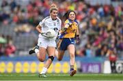 25 September 2016; Eadaoin Connolly of Kildare in action against Róisín Considine of Clare during the TG4 Ladies Football All-Ireland Intermediate Football Championship Final match between Clare and Kildare at Croke Park in Dublin.  Photo by Brendan Moran/Sportsfile