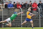 13 February 2011; Conor McGrath, Clare, in action against Stephen Lucey, Limerick. Allianz Hurling League, Division 2, Round 1, Clare v Limerick, Cusack Park, Ennis, Co. Clare. Picture credit: Diarmuid Greene / SPORTSFILE