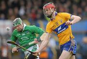 13 February 2011; Darach Honan, Clare, in action against Stephen Walsh, Limerick. Allianz Hurling League, Division 2, Round 1, Clare v Limerick, Cusack Park, Ennis, Co. Clare. Picture credit: Diarmuid Greene / SPORTSFILE