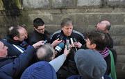 13 February 2011; Limerick manager Donal O'Grady speaks to journalists after victory over Clare. Allianz Hurling League, Division 2, Round 1, Clare v Limerick, Cusack Park, Ennis, Co. Clare. Picture credit: Diarmuid Greene / SPORTSFILE