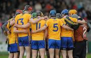 13 February 2011; The Clare team gather together together in a huddle before the game. Allianz Hurling League, Division 2, Round 1, Clare v Limerick, Cusack Park, Ennis, Co. Clare. Picture credit: Diarmuid Greene / SPORTSFILE