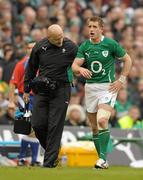 13 February 2011; Luke Fitzgerald, Ireland, receives medical attention from team doctor Dr. Eanna Falvey . RBS Six Nations Rugby Championship, Ireland v France, Aviva Stadium, Lansdowne Road, Dublin. Photo by Sportsfile