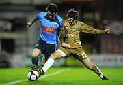 14 February 2011; Sean Harding, UCD, in action against Mark Patton, Lisburn Distillery. Setanta Sports Cup, Round 1 First Leg, UCD v Lisburn Distillery, Dalymount Park, Dublin. Picture credit: Barry Cregg / SPORTSFILE