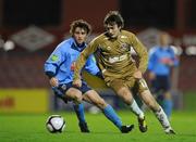 14 February 2011; Mark Patton, Lisburn Distillery, in action against Dean Marshall, UCD. Setanta Sports Cup, Round 1 First Leg, UCD v Lisburn Distillery, Dalymount Park, Dublin. Picture credit: Barry Cregg / SPORTSFILE