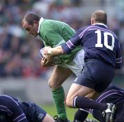 22 September 2001; Ireland's Peter Clohessy is tackled by Scotland's Gregor Townsend. Scotland v Ireland, Six Nations Rugby Championship, Murrayfield, Edinburgh, Scotland. Picture Credit; Brendan Moran / SPORTSFILE *EDI*
