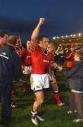 6 October 2001; Munster's Mike Mullins celebrates victory over Harlequins. NEC Harlequins v Munster, Heineken European Cup, The Stoop, London, England. Rugby. Picture credit; Brendan Moran / SPORTSFILE *EDI*