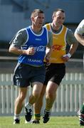 8 October 2001; Ireland's Sean Og De Paor, left, and John Crowley pictured during the Irish squad training session in preparation for the Foster's International Rules Series against Australia. The Junction Oval, Melbourne, Australia. Aust2001. Picture credit; Ray McManus / SPORTSFILE *EDI*