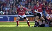 6 October 2001; Scott Bemand, Harlequins, gets the ball away from a ruck despite the presence of Munster's Mick Galwey, left, and David Wallace. NEC Harlequins v Munster, Heineken European Cup, The Stoop, London, England. Rugby. Picture credit; Brendan Moran / SPORTSFILE *EDI*