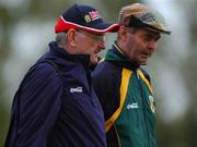 14 October 2001; Brian McEniff and his Assistant Paddy Clarke, left, pictured during a light training session in preparation for the Foster's International Rules Series, second test, against Australia. Albert Park, Melbourne, Australia. Aust2001. Picture credit; Ray McManus / SPORTSFILE *EDI*