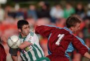 21 October 2001; Stephen Fox, Bray Wanderers, in action against Daragh Sheridan, Galway United. eircom League Premier Division. Bray Wanderers v Galway United. Carlisle Grounds, Bray, Co.Wicklow. Soccer. Picture credit; David Maher / SPORTSFILE *EDI*