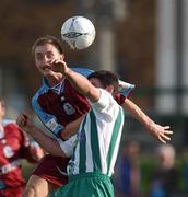 21 October 2001; Stephen Fox, Bray Wanderers, inx action against Daragh Sheridan, Galway United. eircom League Premier Division. Bray Wanderers v Galway United. Carlisle Grounds, Bray, Co.Wicklow. Soccer. Picture credit; David Maher / SPORTSFILE *EDI*