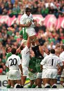 20 October 2001; England's Danny Grewcock wins the line-out against Ireland's Eric Miller. Ireland v England, Six Nations Championship, Lansdowne Road, Dublin. Rugby. Picture credit; Brendan Moran / SPORTSFILE