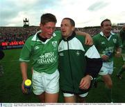 20 October 2001; Ireland's Ronan O'Gara, left, and David Humphreys pictured after victory over England. Ireland v England, Six Nations Championship, Lansdowne Road, Dublin. Rugby. Picture credit; Matt Browne / SPORTSFILE