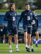5 October 2016; Jeff Hendrick, left, and Ciaran Clark of Republic of Ireland during squad training at the FAI National Training Centre in Abbotstown, Dublin. Photo by Seb Daly/Sportsfile