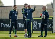 5 October 2016; Republic of Ireland goalkeepers, from left, Danny Rogers, Ian Turner and Darren Randolph with goalkeeping coach Seamus McDonagh, right, during squad training at the FAI National Training Centre in Abbotstown, Dublin. Photo by Seb Daly/Sportsfile