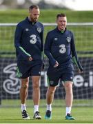 5 October 2016; David Meyler and James McCarthy of Republic of Ireland during squad training at the FAI National Training Centre in Abbotstown, Dublin. Photo by David Maher/Sportsfile