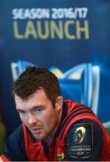 5 October 2016; Peter O'Mahony of Munster in attendance at the 2016/17 European Rugby Champions Cup and Challenge Cup launch at the Convention Centre in Dublin. Photo by Stephen McCarthy/Sportsfile